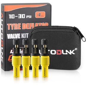 Adjustable Auto-Stop Tire Deflator Valve Kit, 10-30 PSI Air Down Tool Offroad Accessories, 4 PCS