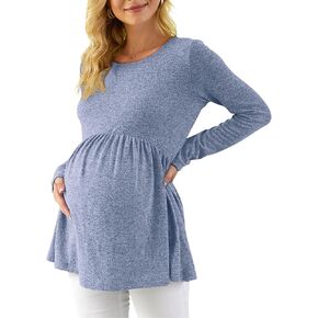 Xpenyo Womens Maternity Tunics Long Sleeve Tops Fall Winter Shirts for Leggings Casual Pregnancy Clothes