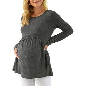 Xpenyo Womens Maternity Tunics Long Sleeve Tops Fall Winter Shirts for Leggings Casual Pregnancy Clothes
