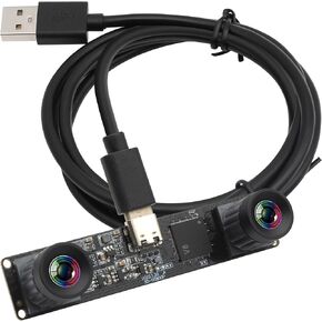 ELP 210fps Monochrome Global Shutter USB Camera Module Dual Lens Synchronization B/W Web Camera for PC 800P 120fps Lightburn Camera USB2.0 OmniVision OV9281 Binocular Camera (83° no Distortion Lens)