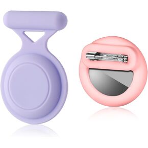 2pcs Hidden Kids Holder for Airtag, Silicone Case with Safety Pins Waterproof Drop-Proof Holder Cover Compatible with Apple Air Tag for Elderly Suitcases Pack Backpacks Pets Clothing (Purple, Pink)