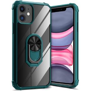 Kickstand Case for iPhone 11 6.1 Inch (2019),Drop Protection Clear Case,Slim Protective Phone Cover Shell,Soft Bumper + Hard Back + Ring Stand Fits Magnetic Car Mount,Blue