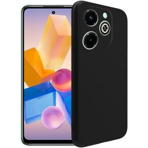 Case for Infinix Hot 40i + [2 Pack] Glass Screen Protector Tempered Film - Transparent Silicone Soft Flexible Bumper Shockproof TPU Protective Cover Shell for Infinix Hot 40i (Black)