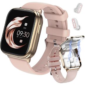 Smart Watch with Earbuds, 2 in 1 Smartwatch for Men and Women, 1.85" HD Smartwatches Screen Make/Answer Calls Bluetooth Earphones, Fitness Tracker Sleep Tracker X9 (Gold)