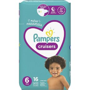 PAMPERS CRUISERS STAGE 6 DISPOSABLE DIAPERS XXL BOY OR GIRL ADHESIVE TABS 16 CT - 0037000751931