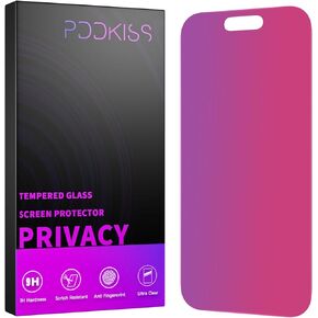 Compatible for iPhone 16 Pro Privacy Screen Protector Tempered Glass 6.3 Inch, Pink Gradient Anti Spy Anti Blue Light HD Easy Installation