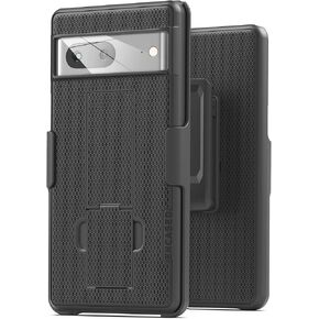 Encased DuraClip Designed for Google Pixel 7 Case with Belt Clip and Kickstand Holster (Matte Black)