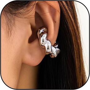 Chunky Ear Cuffs Non Piercing Round Huggie Ear Cuff Earrings for Women Trendy 14K Gold Clip on Cartilage Earrings Jewelry Gifts