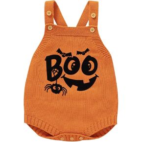 Halloween Newborn Baby Boy Girl Ghost Pumpkin Outfits Sleveless Romper Overalls Infant Baby First Hallooween Outfit
