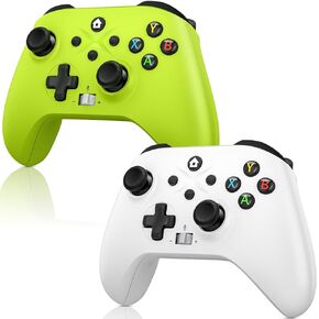 Wireless PC Controllers, 2 Pack Gaming Controller for PC Windows and Steam Gamepad with 650mAh Battery, Turbo and Programming Function (Connecting to Xbox Consoles is Not Supported at this Time)