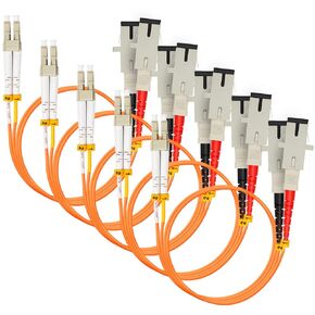 Fiber Optic Internet Cable,1FT LC to SC Multimode OM1 62.5/125 Duplex, Hybrid Connector Coupler Converter Dongle, Male to Female Mutual On-line Transfer Adapter - Pack of 5