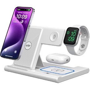 Wireless Charger 3 in 1, Wireless Charging Station for Multiple Devices, Wireless Charging Stand for iPhone 16/15/14/13/12/11 Series, AirPods Pro 3/2 & Apple Watch [UL-Listed]-White