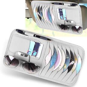 1 PC Car CD Holder, 11.88In x 6.29In Vehicle Sun Visor Organizer Pocket, Multifunctional Waterproof Leather Design, Universal Automotive Glasses Storage Accessories (Black)