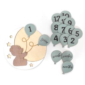 Bear Monthly Milestone Markers - Bear Baby Growth Photo Props,Newborn Wooden Milestone Sign,Newborn Photography Props,Baby Monthly Milestone Announcement