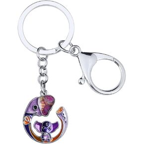 Zinc Alloy Elephant Keychain Rhinestones Keyring Car Key Purse Jewelry Gifts for Women Girls Charms (Silver Plated Multicolor) in Kuwait
