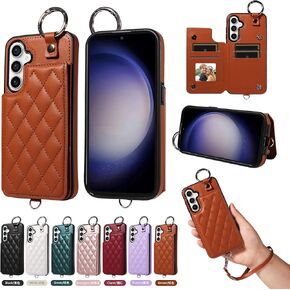 Wallet Cover for Samsung Galaxy A15 5G/4G with Detachable Wrist Strap PU Leather Credit Casd Holder Slots Ring Buckle Flip Purse Stand Accessories Phone Case for A 15 G5 15A Women Black