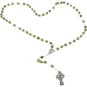 Biddy Murphy Connemara Marble Celtic Cross Rosary Beads - Catholic Rosary for Men and Women - Celtic Prayer Beads Made in Ireland - Rosary Necklace - Great Irish Gifts - Celtic Cross Necklace -
