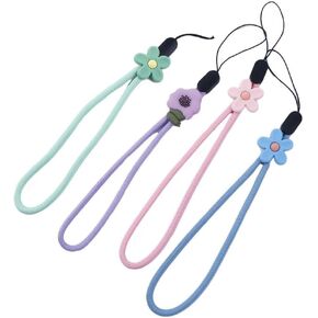 4 Pcs Flower Colorful Phone Lanyard, Wrist Lanyard Universal Mobile Phone Strape for Hand Wrist