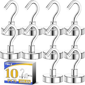 VSKIZ Heavy Duty Magnet Hooks, 150Lbs Strong Magnetic Hooks for Cruise Cabins, 10Pack Metal Magnetic Grill Hooks for Hanging, Magnets with Hooks Magnetic Hanger for Refrigerator, Toolbox, Storage