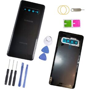 غطاء زجاجي خلفي بديل للباب الخلفي للبطارية s10plus لهاتف Samsung Galaxy s10 Plus G945 6.4 بوصة (أسود) in Kuwait