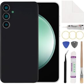 Duotipa New Rear Back Glass Replacement for Galaxy S23 FE,Rear Back Cover Glass Replacement for SM-S711B with Technical Repair Tools Kit-Black.