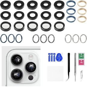 for iPhone 13 Pro Rear Camera Lens Glass Replacement Alpine Green Silver Gold Graphite Sierra Blue 5 Color Back Camera Lens Metal Frame Cover with Repair Fix Tool Kit Tweezer