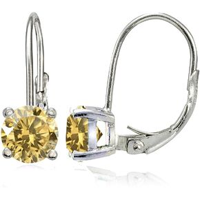 Sterling Silver Birthstone Gemstone 6mm Round Leverback Earrings