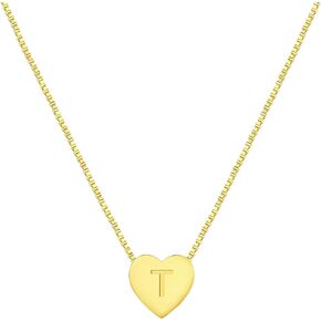 YL Initial Necklace 925 Sterling Silver Heart Letter Pendant 18K Gold A-Z Alphabet Necklace for Women