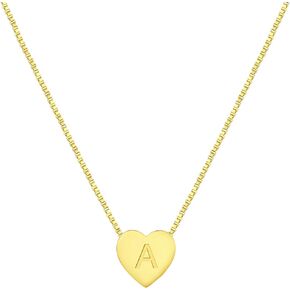 YL Initial Necklace 925 Sterling Silver Heart Letter Pendant 18K Gold A-Z Alphabet Necklace for Women