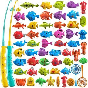 TEMI Fishing Toy for Kids 3-8 Years Old, Bath Toy for Child, Magnetic Fishing Pole for Toddlers, Summer Water Toys for Boys and Girls, Outdoor and Indoor Toys, Gifts for Birthday and Holidays