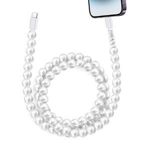 Aolcev 3.3FT Charging Cable Durable and Stylish 66W Fast Charger Cord Beaded Charging Cord for iPhone 14 13 12 11 Pro Max Xr Xs X 8 7 6 Plus iPad Pro/Air/Mini White