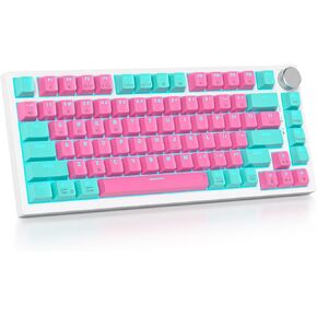 75% Wireless Creamy Pink Mechanical Keyboard, Hot Swappable Custom Keyboard, RGB Backlit Gasket Gaming Keyboard, 2.4G/BT5.0/USB-C Mechanical Keyboard, Pre-lubed Linear Gray Cream Switches