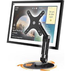 Swivel and Tilt Stand for Echo Show 15, Portable Monitor Stand, Three-Hinge Adjustable Angle and Height with 360° Rotation Base, Supports Switching Between Landscape and Portrait Screens(Black)