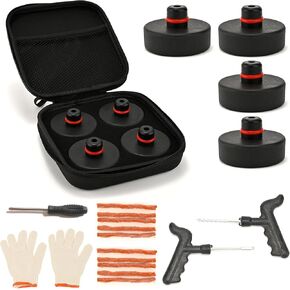 وسائد رفع الرافعة من DEDC لطراز Tesla 3/Y/S/X - 4 قطع من كرات الرافعة المطاطية غير القابلة للانزلاق مصممة لتناسب نقاط مقبس Tesla، إلى جانب أدوات إصلاح الإطارات مع صندوق تخزين - ملحقات ممتازة لأصحاب Tesla in Kuwait