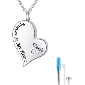 Ladytree Cremation Urn Necklace for Ashes 925 Sterling Silver Forever in My Heart Keepsake Memorial Pendant Waterproof Urn Jewelry Gift for Women Men in Kuwait