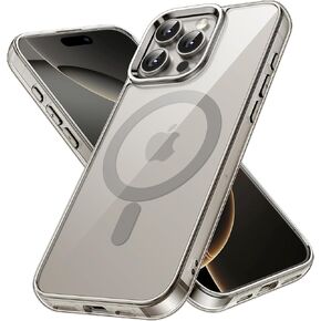 JETech Magnetic Case for iPhone 16 Pro 6.3-Inch Compatible with MagSafe, Shockproof Phone Bumper Cover, Anti-Scratch Clear Back (Clear)