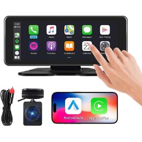 VSYSTO Portable Car Stereo, Support Wireless Apple Carplay & Android Auto, 10.26" Touchscreen WiFi Truck Dash Cam with 2K +1080P Camera for Semi Trailer Van Tractor RV (Black-B)