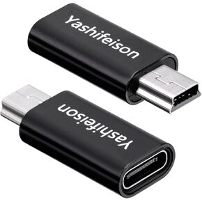 USB C to Mini USB Adapter (2Pack) Mini USB Male to USB C Female adapter Mini USB adapter for 480Mbps Type C Female to Mini USB Male Adapter Support Charge & Data Transfer for Digital Camera, MP3