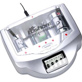 Battery Charger, Balance Charger Discharger Compatible for AA, AAA, C, D, 9V Ni-MH Ni-CD Rechargeable Batteries and Alkaline Batteries,Charger with FCC & UL Certified,Wite