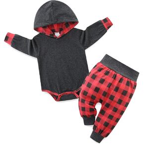 Preemie Infant Baby Boys Letter Print Long Sleeve Romper Hoodies + Pants 2PCS