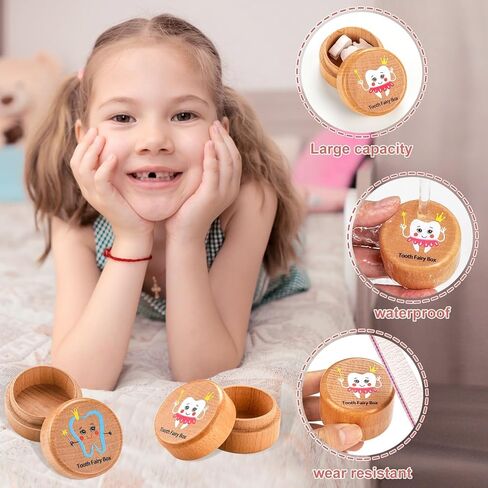 قطعتان من صندوق جنيات الأسنان للأولاد، حاملات أسنان خشبية لطيفة لجنية الأسنان، صناديق جنية الأسنان الأولى للأولاد والبنات in Kuwait