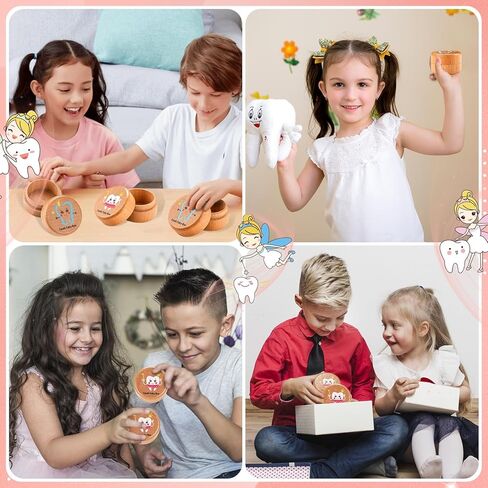 قطعتان من صندوق جنيات الأسنان للأولاد، حاملات أسنان خشبية لطيفة لجنية الأسنان، صناديق جنية الأسنان الأولى للأولاد والبنات in Kuwait