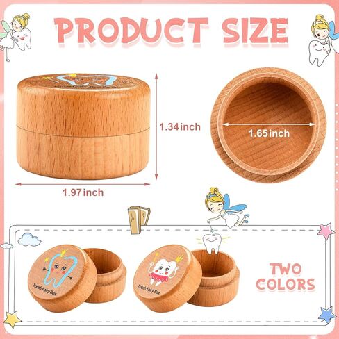 قطعتان من صندوق جنيات الأسنان للأولاد، حاملات أسنان خشبية لطيفة لجنية الأسنان، صناديق جنية الأسنان الأولى للأولاد والبنات in Kuwait