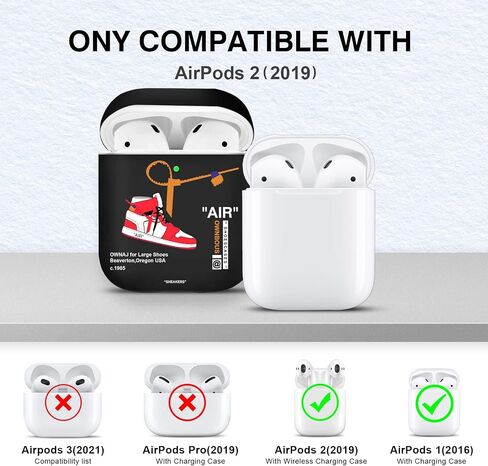 Gedicht for Airpods 2nd Generation Case with Lanyard Cute Cartoon Sports Shoes, Protective TPU Soft Cases Cover Rugged for Apple Airpods 1st Generation Case with Keychain for Women Men，Black Red in Saudi Arabia
