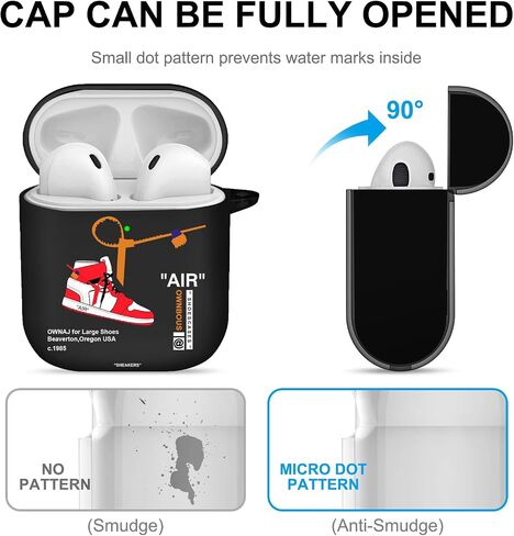 Gedicht for Airpods 2nd Generation Case with Lanyard Cute Cartoon Sports Shoes, Protective TPU Soft Cases Cover Rugged for Apple Airpods 1st Generation Case with Keychain for Women Men，Black Red in Saudi Arabia