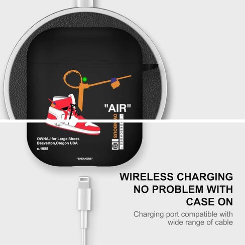Gedicht for Airpods 2nd Generation Case with Lanyard Cute Cartoon Sports Shoes, Protective TPU Soft Cases Cover Rugged for Apple Airpods 1st Generation Case with Keychain for Women Men，Black Red in Saudi Arabia