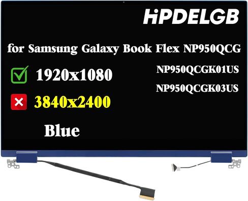 بديل لجهاز Samsung Galaxy Book Flex NP950QCG NP950QCG-K01US NP950QCG-K03US NP950QCG-K01HK / K01DE / K01CA / X01DE LCD مجموعة المحولات الرقمية لشاشة تعمل باللمس 15.6 بوصة 1920x1080 FHD اللون أزرق in Saudi Arabia