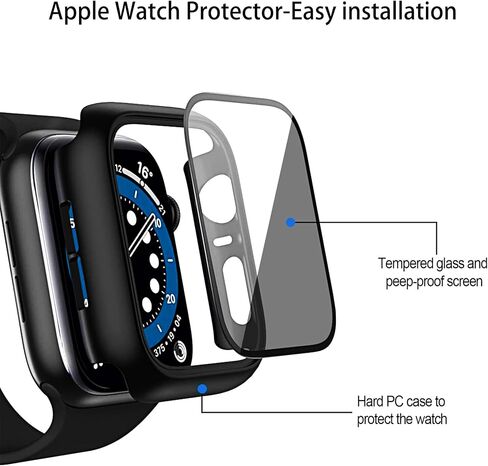 4 عبوات لساعة Apple Watch Ultra Privacy Screen Protector Case 49mm Anti-Spy PC Hard Case تغطية كاملة من الزجاج المقسى غطاء حماية نحيف لـ iWatch Ultra in Kuwait
