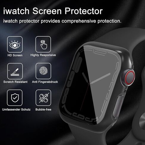 4 عبوات لساعة Apple Watch Ultra Privacy Screen Protector Case 49mm Anti-Spy PC Hard Case تغطية كاملة من الزجاج المقسى غطاء حماية نحيف لـ iWatch Ultra in Kuwait