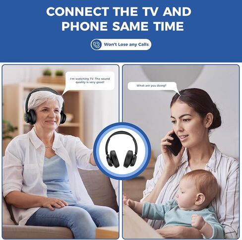 Wireless TV Headphones for Seniors with Transmitter,Black in Kuwait